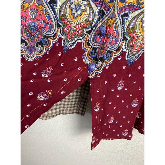 Aratta Silent Journey Anastasia Tunic Embroidered Floral Top Women Medium Plaid - Picture 13 of 16